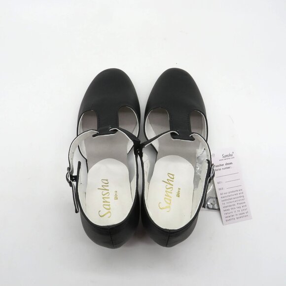 Sansha Womens Black T-Strap Leather Dance Shoes 1" Heel Size 8M NEW - Picture 5 of 9